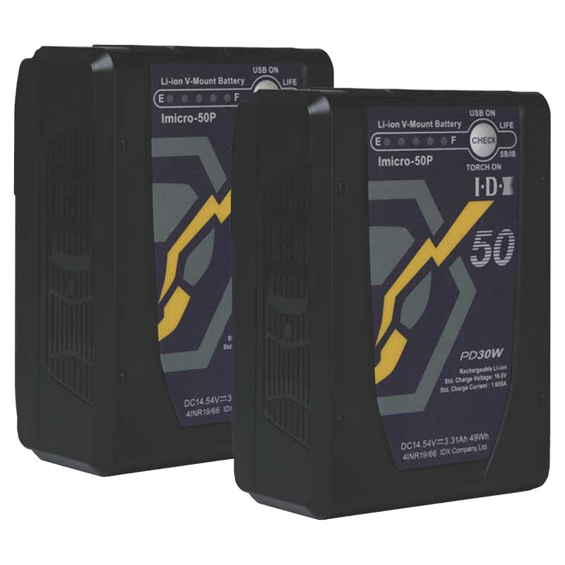 【Imicro-50P(x2)】 IDX Vマウントマイクロタイプ リチウムイオンバッテリー 2本セット
