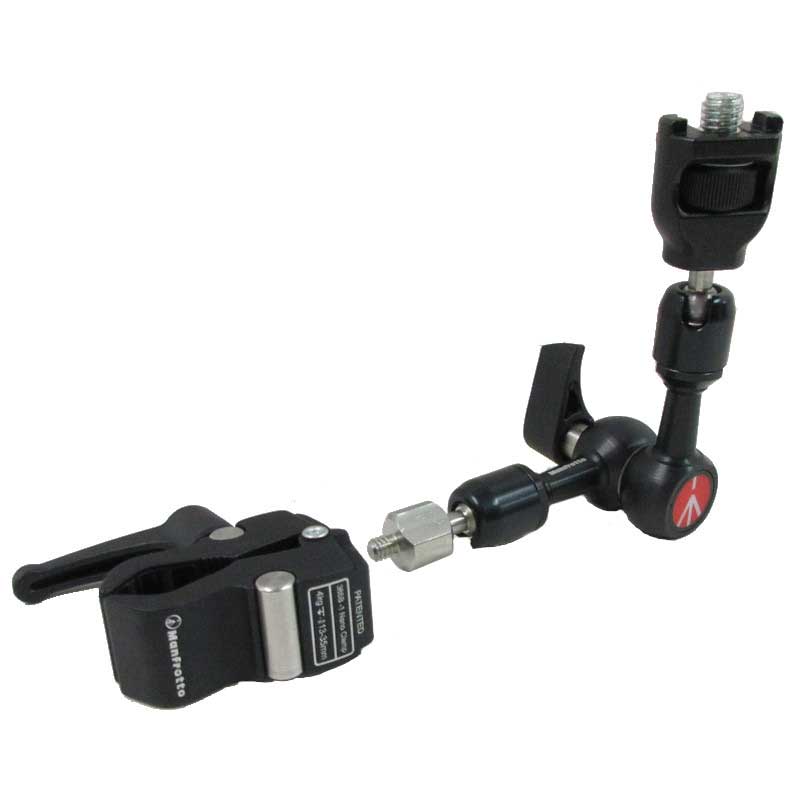 【244MICROKIT 中古品】 Manfrotto フリクションアーム 15cm長 回転防止・ナノクランプ付